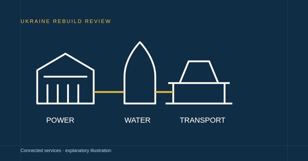 Explanatory illustration of power, water and transport infrastructure